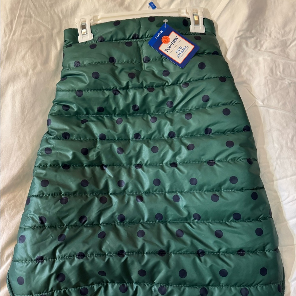 Top Paw Green Polka Dot XL dog coat